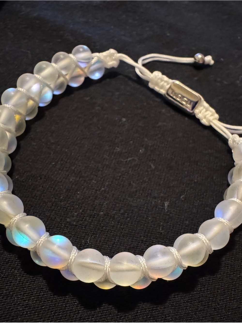 Nogu Rainbow White Silver Mermaid Glass Macrame Bead
Bracelet ADJUSTABLE
